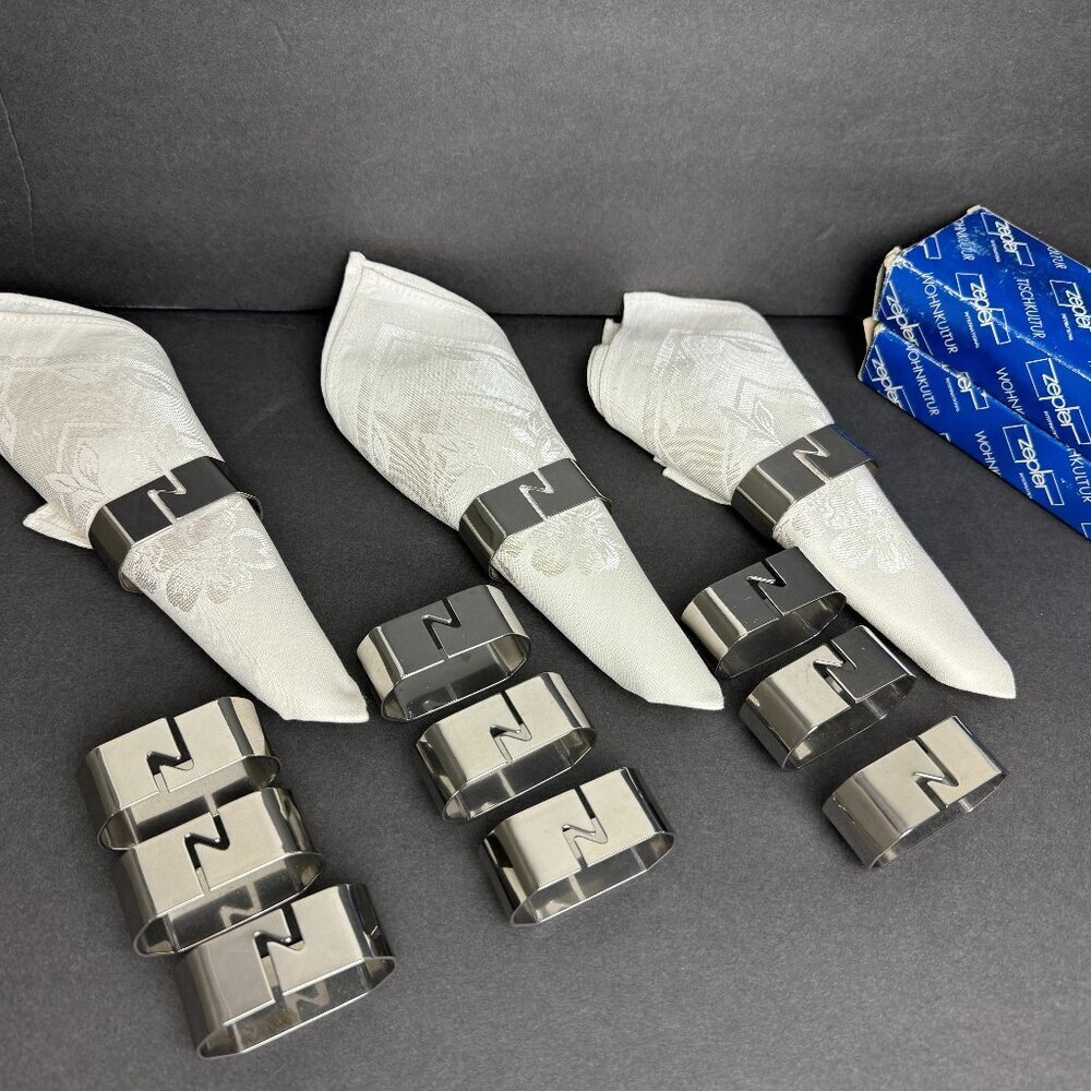 ZEPTER X-164 1W Stainless Steel 18 10 Napkin Rings Holder Set of 12 pcs w/box